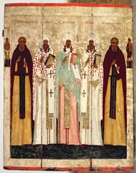 San Sergio de Radonesh con los Santos de Rostov, finales del siglo XV